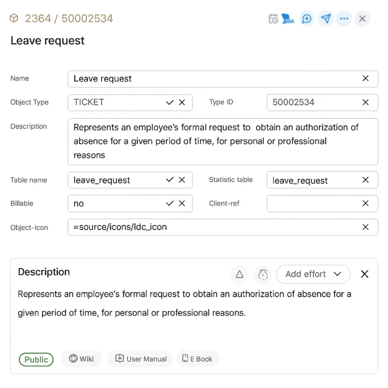 new object creation - leave request